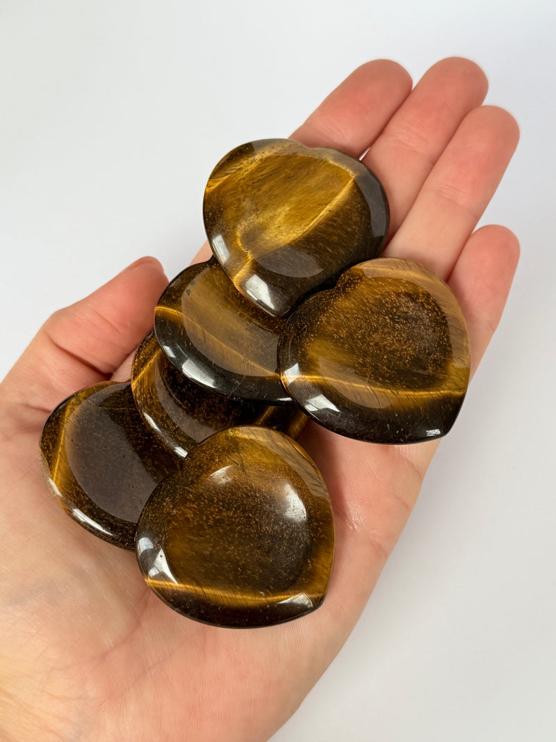 Tiger's Eye Heart Worry Stones