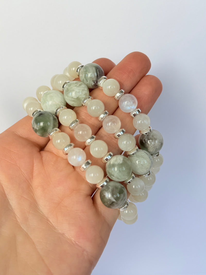 Limited Edition | Sage Moonstone, Blue Moonstone, Feather Fluorite