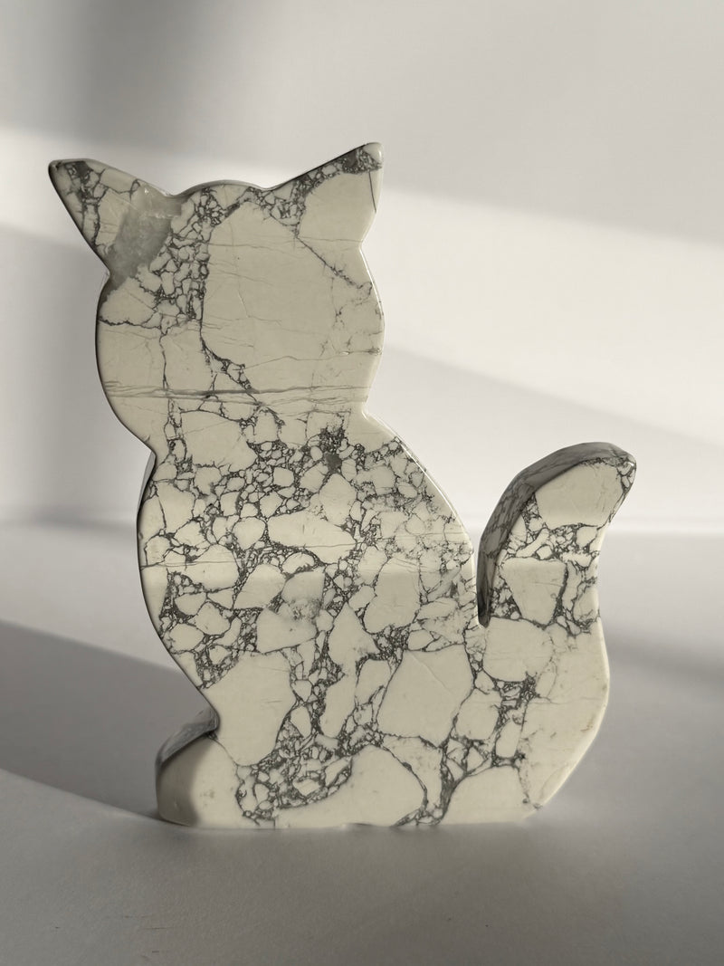 White Howlite Standing Kitties