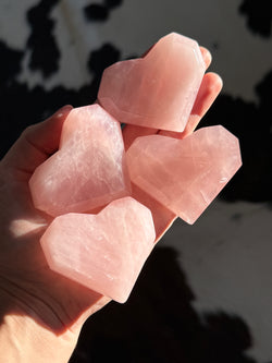 Faceted Gemmy Rose Quartz Hearts