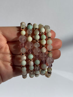 Limited Edition | Green Flower Agate + Rose Quartz