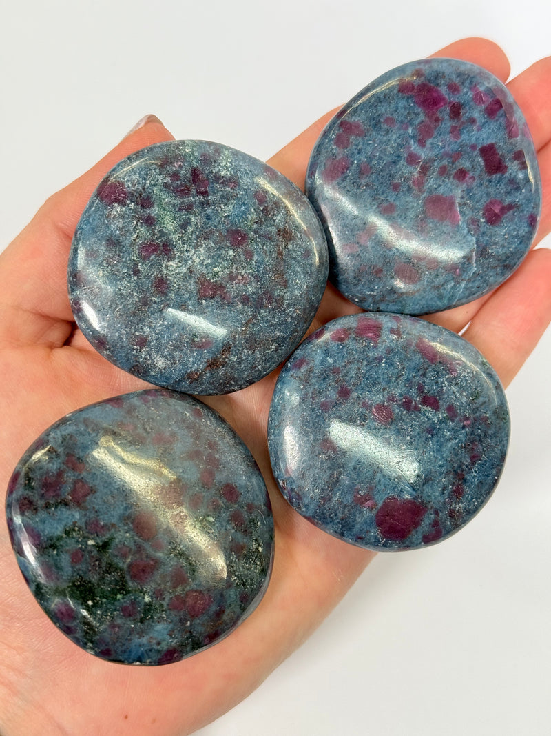 Ruby in Kyanite Flat Palm Stones