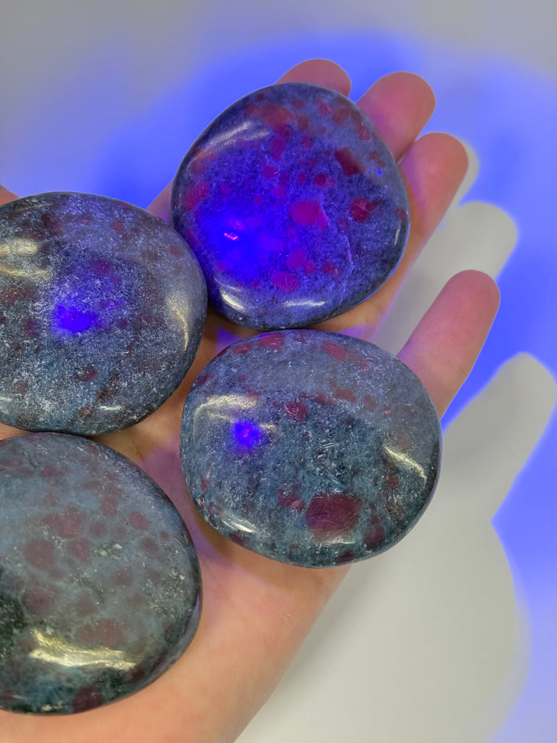Ruby in Kyanite Flat Palm Stones