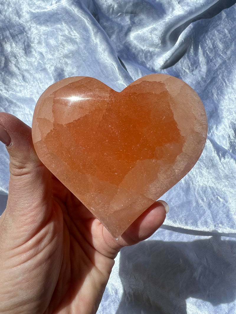 Peach Selenite Hearts