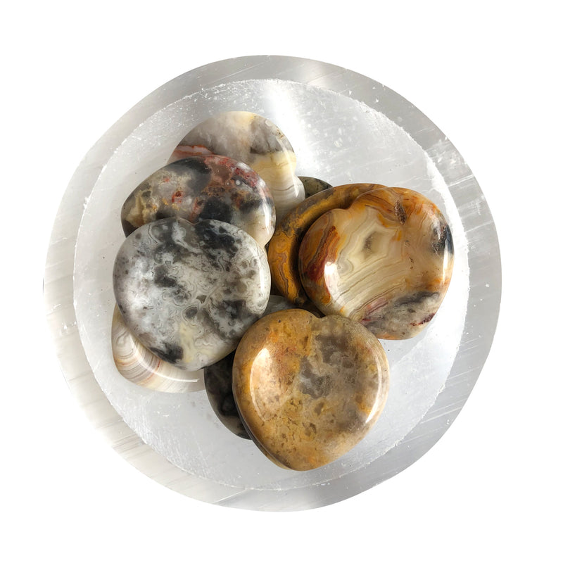 Crazy Lace Agate Heart Worry Stones