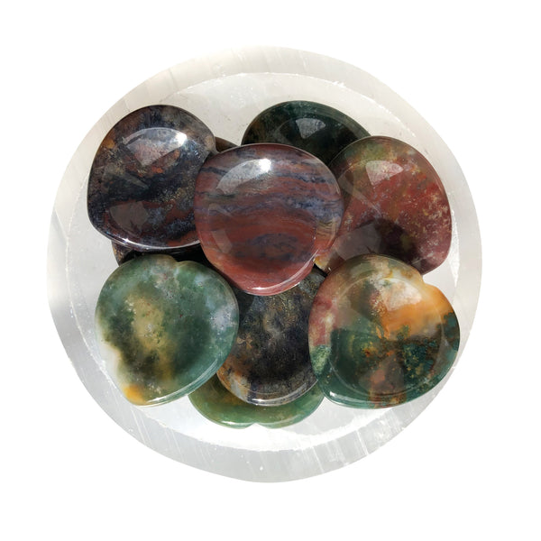 Moss Agate Heart Worry Stones