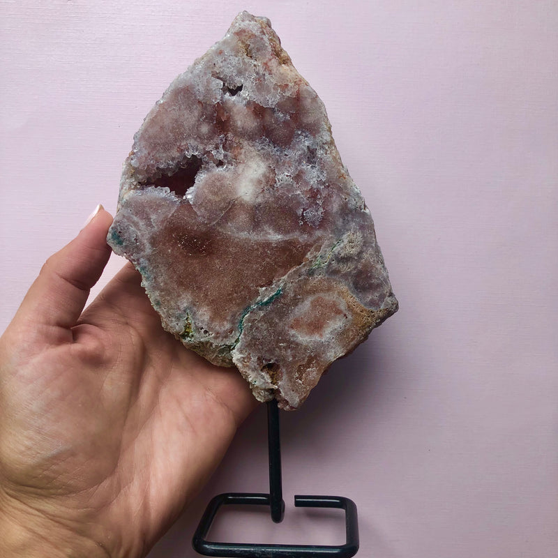 Pink Amethyst Slab On Stand