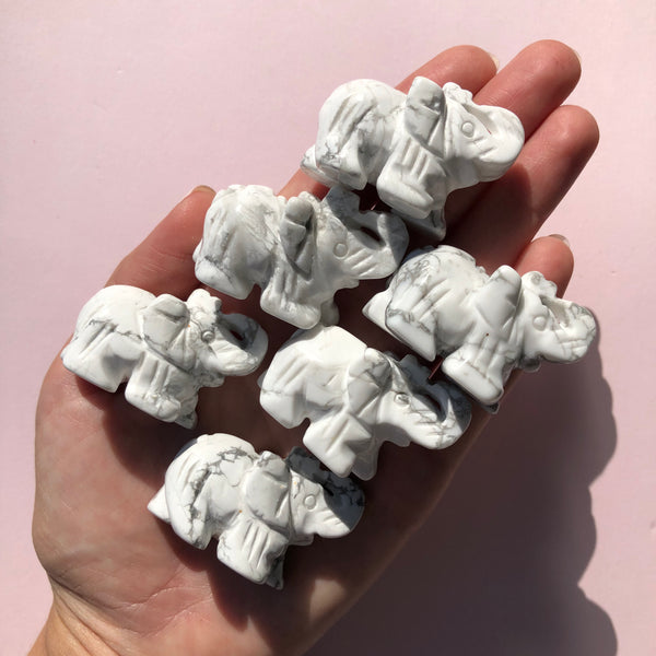 White Howlite Elephants