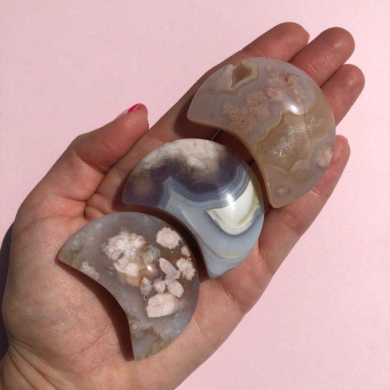 XL Flower Agate Moons