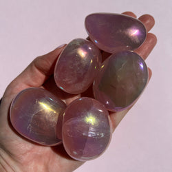 Aura Rose Quartz Palm Stones